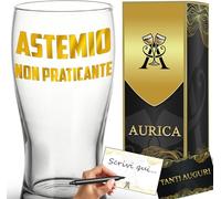 Aurìca Bicchiere Da Birra Personalizzato ASTEMIO NON PRATICANTE Regalo Per Chi È Sempre Pronto A Stappare, L'Importante È Apparire... Sobri - Boccale In Vetro Da 500ml Scatola Regalo Inclusa