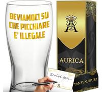 Aurìca Bicchiere Da Birra Personalizzato BEVIAMOCI SU - Boccale In Vetro Da 500 Ml Per Un Sorso Di Allegria! Un Regalo Divertente E Originale Per Chi Ama L'ironia E La Birra!