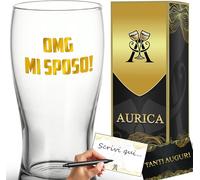 Aurìca Bicchiere Da Birra Personalizzato OMG MI SPOSO! Boccale Per La Sposa o Lo Sposo Protagonista Del Grande Giorno! Un Brindisi Elegante Memorabile E Simpatico Con Scatola Regalo Inclusa