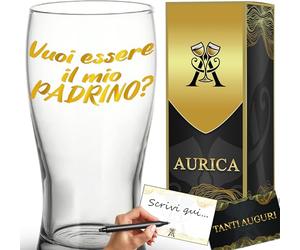 Aurìca Bicchiere Da Birra Personalizzato Vuoi Essere Il Mio Padrino?- Bicchiere 500ml - Un Regalo Originale Per Chiedere Alla Persona Speciale Di Diventare Il Padrino Del Tuo Bambino
