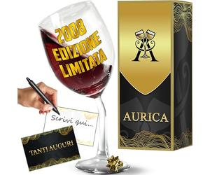 Aurìca Calice Vino Personalizzato 18 ANNI - Bicchiere Piegato 2008 EDIZIONE LIMITATA Per Celebrare Un’Annata Da Ricordare E Festeggiare Con Stile - Regalo Divertente Con Confezione Regalo Inclusa