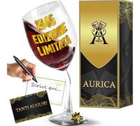 Aurìca Calice Vino Personalizzato 80 ANNI - Bicchiere Piegato 1946 EDIZIONE LIMITATA Per Un’Annata Che Ha Fatto Storia - Regalo Elegante Per Brindisi Importanti Con Confezione Regalo Inclusa