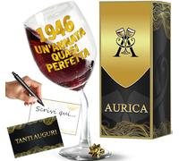 Aurìca Calice Vino Personalizzato 80 Anni - Regala Un Bicchiere Piegato Elegante E Simpatico Per Compleanno Uomo E Donna con Scatola Regalo Inclusa! Un Brindisi Originale 1946 Un’Annata Quasi Perfetta