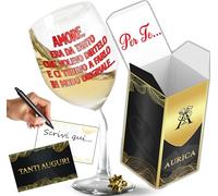 Aurìca Calice Vino Personalizzato AMORE ERA DA TANTO...-Bicchiere Piegato Un Indizio Romantico Prima Della Frase Importante - Anticipa Un Annuncio Speciale Con Un Brindisi! Confezione Regalo Inclusa