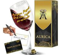 Aurìca Calice Vino Personalizzato AUGURI PAPÀ DAL TUO FIGLIO PREFERITO - Bicchiere Storto Per Brindare Con Papà E Strappare Un Sorriso Con Confezione Regalo Inclusa