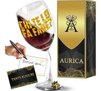Aurìca Calice Vino Personalizzato CHI TE LO FA FARE - Bicchiere Storto Per Un Brindisi Dissacrante Per L'Addio Al Celibato - Regalo Divertente Pre Matrimonio Con Confezione Regalo Inclusa