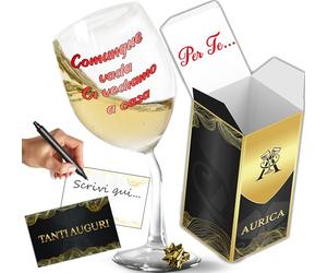 Aurica Calice Vino Personalizzato COMUNQUE VADA CI VEDIAMO A CASA - Bicchiere Piegato Per Un Amore Che Sa Dove Tornare -Regala Un Brindisi D'Amore A San Valentino Per Lui Con Confezione Regalo Inclusa