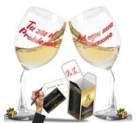 Aurìca Calice Vino PErsonalizzato Coppia Simpatici San Valentino (Tu Sei Il Problema - Ad Ogni Mia Soluzione)