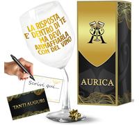 Aurìca Calice Vino Personalizzato IL VINO È LA RISPOSTA MA QUAL'ERA LA DOMANDA? - Bicchiere Piegato Per Brindisi Ironici E Filosofici! Idea Regalo Originale E Divertente Con Confezione Regalo Inclusa