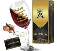 Aurica Calice Vino Personalizzato PAPÀ SEI IL NUMERO UNO!SOLO DOPO LA MAMMA - Bicchiere Storto Per Brindisi In Famiglia E Risate Assicurate - Regalo Per La Festa Del Papà Con Confezione Regalo Inclusa