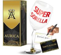 Aurìca Calice Vino Personalizzato Piegato “SUPER SORELLA” - Idea Regalo Compleanno Sorella Originale - Calici Unici e Divertenti