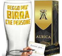 Aurìca Calice Vino Personalizzato REGGO PIÙ ALCOL CHE PERSONE - Bicchiere Piegato Da 440 ml Per Momenti Di Sincera Evasione! Per Chi Apprezza La Tranquillità Con Un Buon Bicchiere (REGGO PIÙ BIRRA)