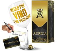 Aurìca Calice Vino Personalizzato REGGO PIÙ VINO CHE PERSONE - Bicchiere Storto Per Chi Preferisce Il Calice Alla Folla Regalo Divertente E Originale Con Confezione Regalo Inclusa