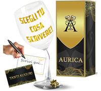 Aurìca Calice Vino Personalizzato Scegli Tu La Scritta!- Regala Un Bicchiere Piegato Elegante e Simpatico Per Compleanno Uomo e Donna con Scatola Regalo Inclusa! Sorprendi con un Brindisi Su Misura!