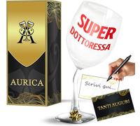 Aurìca Calice Vino Personalizzato SUPER DOTTORESSA - Bicchiere Piegato Per Brindare Alla Laurea O Un Regalo Affettuoso Per La Dottoressa Che Fa Il Suo Lavoro Con Passione! Confezione Regalo Inclusa