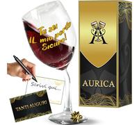 Aurìca Calice Vino Personalizzato TU SEI IL MIO PORTO SICURO! - Bicchiere Storto Per Un Brindisi Emozionante Per Chi Ti Protegge - Regalo Personalizzato Dolce Con Confezione Regalo Inclusa
