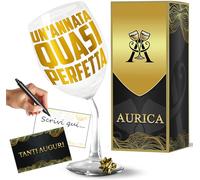Aurìca Calice Vino Personalizzato UN'ANNATA QUASI PERFETTA - Regalo Divertente E Originale Con Bicchiere Piegato Per Brindare Alla Vita Con Tutte Le Sue Storte Con Confezione Regalo Inclusa