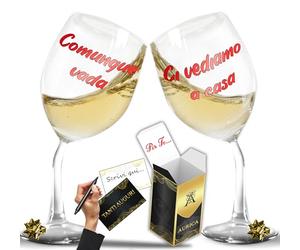 Aurìca Coppia Calici Vino Personalizzati COMUNQUE VADA - 2 Bicchieri Piegati Per Celebrare L’Amore E Brindare Insieme - Idea Regalo San Valentino E Anniversario Con Confezione Inclusa