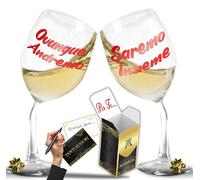 Aurìca Coppia Calici Vino Personalizzati OVUNQUE ANDREMO - 2 Bicchieri Piegati Per Brindare A Ogni Viaggio Fatto Insieme - Regalo Romantico Per San Valentino Con Confezione Regalo Inclusa