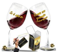 Aurìca Coppia Calici Vino Personalizzati SI È STORTO - COME NOI QUANDO FINIREMO - 2 Bicchieri Storti Per Una Risata Prima Del Brindisi - Regalo Spiritoso Con Confezione Regalo Inclusa