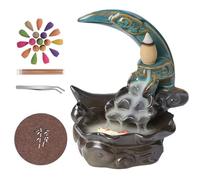 Auricase Bruciatore incenso cascata, Porta incenso cascata,con 100 coni aggiornati+30 bastoncini di incenso, Fontana di fumo,per l'aromaterapia e l'arredamento della casa (Verde)