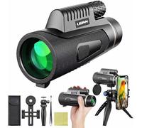 Auricase Telescopio Monoculare 12x50 ad alta potenza, monocolo con visione più ampia per adulti e bambini con prisma BAK4 e lente FMC, adatto per il birdwatching, escursionismo, campeggio (Nero)