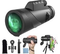 Auricase Telescopio Monoculare 12x50 ad alta potenza, monocolo con visione più ampia per adulti e bambini con prisma BAK4 e lente FMC, adatto per il birdwatching, escursionismo, campeggio (Nero-pro)