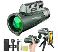 Auricase Telescopio Monoculare 12x50 ad alta potenza, monocolo con visione più ampia per adulti e bambini con prisma BAK4 e lente FMC, adatto per il birdwatching, escursionismo, campeggio (Verde)