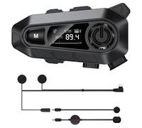 Auricolare Bluetooth per moto, auricolare Bluetooth per casco con 2 tipi di microfoni, chiamate/musica in vivavoce/IPX6/