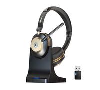 Auricolare Bluetooth senza fili con microfono, cuffie con microfono e cancellazione del rumore, silenzio/ricarica Dongle USB, 45 ore | Dual Connect per computer cellulari Ms Teams Skype Zoom