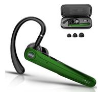 Auricolare Bluetooth Singolo con CVC8.0 e ENC Doppio Microfono V5.4 Auricolari Bluetooth con 25 Ore Di conversazione, 180 Ore di Standby, Cuffie con Gancio Girevole per Guida/Lavoro/Ufficio, Verde