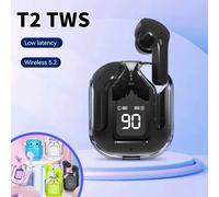 Auricolare Bluetooth Wireless T2 originale cuffie HIFI trasparenti LED Power Display digitale auricolari audio Stereo per Xiaomi