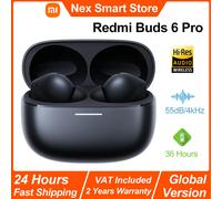 XIAOMI Redmi Buds 6 Pro: Auricolari wireless Bluetooth in-ear, Cancellazione attiva del rumore fino a 55dB con regolazioni multilivello, Hi-Res, Fino a 9.5h+36h Durata della Batteria, IP54, Nero