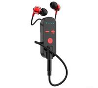 Auricolare Lavalier wireless con ANC+ENC, 60H per durata della batteria BT 5.3 per chiamate chiare, conferenze di lavoro e insegnamento online (cuffie rosse)