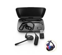 Auricolare mono Bluetooth senza fili, con microfono staccabile, con cancellazione del rumore ENC, universale, per camionisti, call center, ufficio