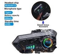 Auricolare per casco Bluetooth 5.3 Kit telefonico per chiamate in vivavoce wireless Auricolare impermeabile per moto Altoparlante per lettore musicale MP3 per Moto