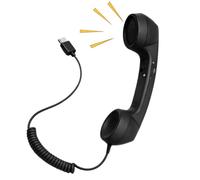 Auricolare retrò per telefoni cellulari tipo C con cavo, sul telefono | Ricevitore per telefono cellulare portatile con cavo, vintage, con microfono, per scuola, ufficio, affari, riunioni a casa,