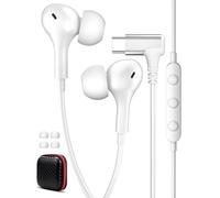 Auricolare USB C per Google Pixel 10 9a 8a Cuffie USB Tipo C Magnetico Wired Auricolare Angolato 90 Gradi Intra Cuffie con Microfono per iPhone 17 16e 15 Air Samsung A16 A17 A56 S25 Oneplus 15 blanco