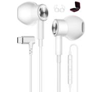 Auricolare USB C per iPhone 17 16e 15 Air HiFi Stereo Magnetico Auricolari cablati Tipo C Cuffie angolate a 90 gradi con microfono per Samsung A16 A17 A56 A36 S25 S24 Pixel 10 9a 8a 7 Mi 15T 14 bianco