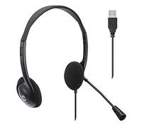 Auricolare USB con microfono e cavo da 1,5 m - Doppio lato imbottito On-Ear, controllo del volume in linea, fascia regolabile - per desktop, laptop, computer