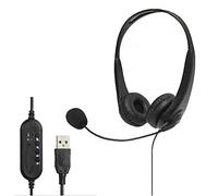 Auricolare USB per PC con microfono, cuffie con microfono, cuffie stereo per computer per chiamate chiare, cancellazione del rumore, cuffie per ufficio aziendale, con controllo volume e silenzio.