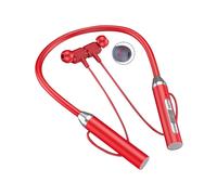 Auricolare Wireless Tipo di Collo Riduzione del Rumore Stereo Scheda Plug-In Universale Sport Ear Headset Mic,Rosso