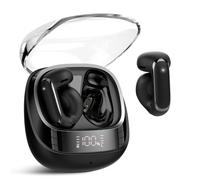 Auricolari a clip, auricolari aperti, Bluetooth 5.4 HiFi stereo a clip, 42H, display a LED, auricolari wireless, comodi e leggeri, impermeabili IP7, auricolari per allenamento e corsa, colore nero