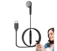 Auricolari a un lato - Cavo in PVC da 120 cm, cuffie mono, compatibili con tipo C da 3,5 mm | Comunicazioni audio chiare, cuffie per smartphone, auricolari con controllo wireless per lavoro, studio, J