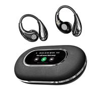 Auricolari aperti con touch screen, Bluetooth 5.4, con cancellazione del rumore, wireless, con batteria 25H, audio spaziale a 360°, compatibilità universale, cuffie sportive con display a colori (nero