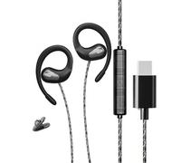 Auricolari aperti USB tipo C per iPhone 17 Pro Max 16 16e 15/Samsung A17 S25 S24 S26, over ear cablati da corsa con ganci per le orecchie e microfono per computer portatili iPad A16/Pixel 10 9a (nero)