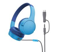 Auricolari Belkin SoundForm Mini con cavo USB-C e jack 3,5 mm per chiamate e musica, resistenti a urti e acqua, blu