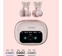 Auricolari Bluetooth alla moda HYUNDAI HY-C02 con molletta accessorio a farfalla per auricolari, controllo touch, cancellazione intelligente del rumore multi-funzione, lunga durata della batteria, mus