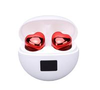 Auricolari Bluetooth Design a Cuore Carino Funzione di Cancellazione del Rumore per Ragazze Amanti della Musica (rosso)