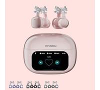 Auricolari Bluetooth di moda HYUNDAI HY-C02 con accessorio per auricolari a fiocco, auricolari molletta-on, controllo touch, cancellazione intelligente del rumore multifunzionale, lunga durata della b